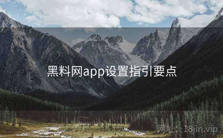 黑料网app设置指引要点